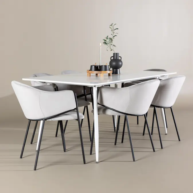 Spisegruppe Venture Home Silar 180 med 6 stk Evelina Stoler