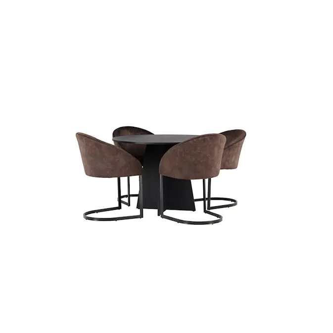 Spisegruppe Venture Home Bootcut Ø110 cm med 4 stk Evening Stoler