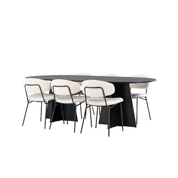 Spisegruppe Venture Home Bootcut Oval med 6 Chico Stoler