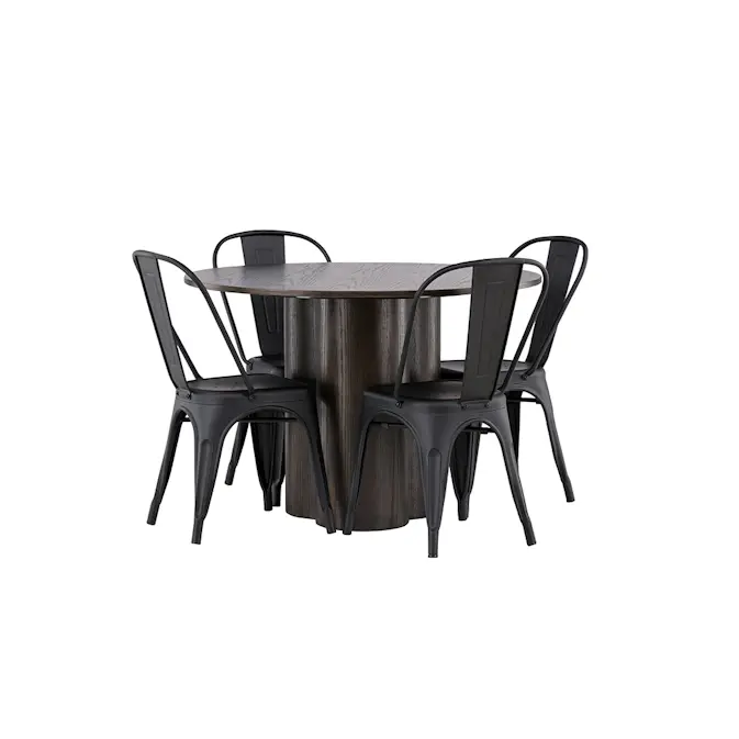 Spisegruppe Venture Home Olivia Ø 110 cm med 4 Tempe Stoler