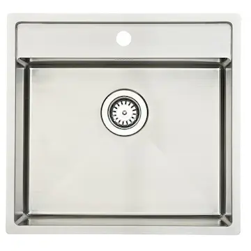Diskho Lavabo Kubus 520 Soft 530 mm Rostfri Enkel med Korgventil & Vattenlås
