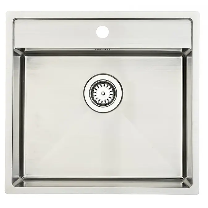 Diskho Lavabo Kubus 520 Soft 530 mm Rostfri Enkel med Korgventil & Vattenlås