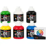 Akrylmaling Creativ Company A-color Primærfarger Nr 01 Blank 6 stk 500 ml/1 Forp