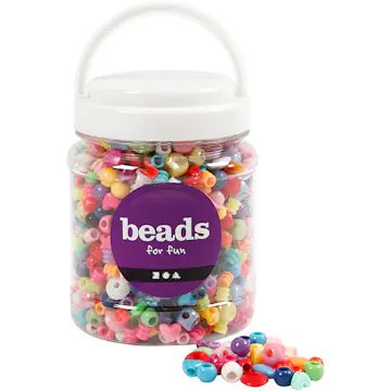 Plastperler Creativ Company Str 6-20 mm Hullstr 1,5-6 mm 700 ml/1 Boks
