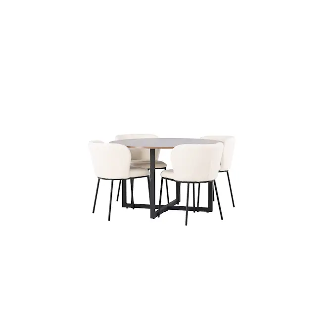 Spisegruppe Venture Home Durango Ø120 cm med 4 stk Edina Stoler