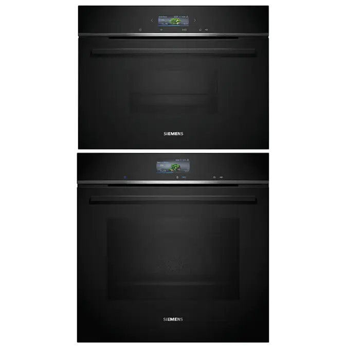 Ovn- og Mikrobølgepakke Siemens iQ700 HB776G3B2S + CD714GXB1 Med WIFI og Dampfunksjon Sort