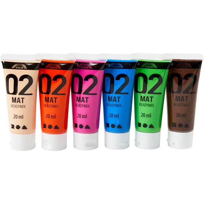 Akrylmaling Creativ Company Readymix A-color Supl Farger Nr 02 Matt 6 stk 20 ml/1 Pk