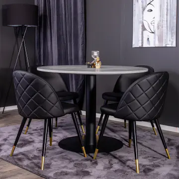 Spisegruppe Venture Home Roxanna med 4 Valentina Stoler Lær