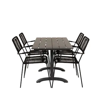 Cafégruppe Venture Home Denzel med 4 Leon Lenestoler