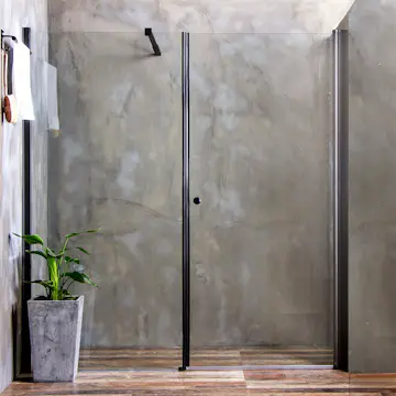 Dusjdør Bathlife Allsidig Rett Vegg Klarglass + Rett Dør Sort