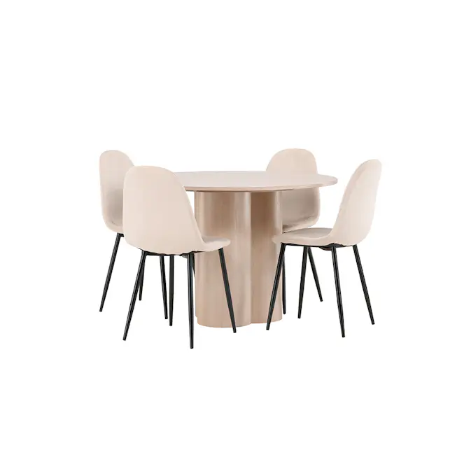 Spisegruppe Venture Home Olivia med 4 Polar Stoler Natur