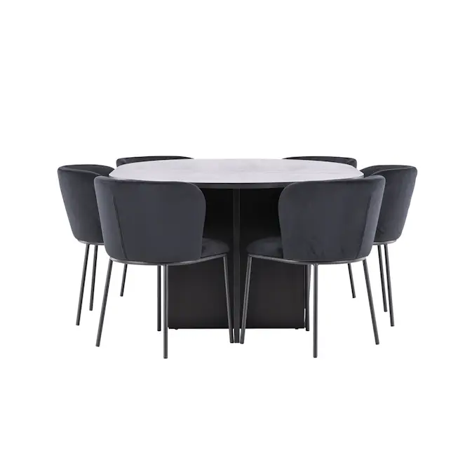 Spisegruppe Venture Home Strada Ø120 cm med 6st Edina Spisestoler