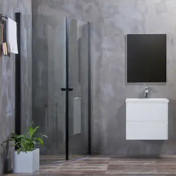 Dusjhjørne Bathlife Allsidig Rund Dør 45° Sort