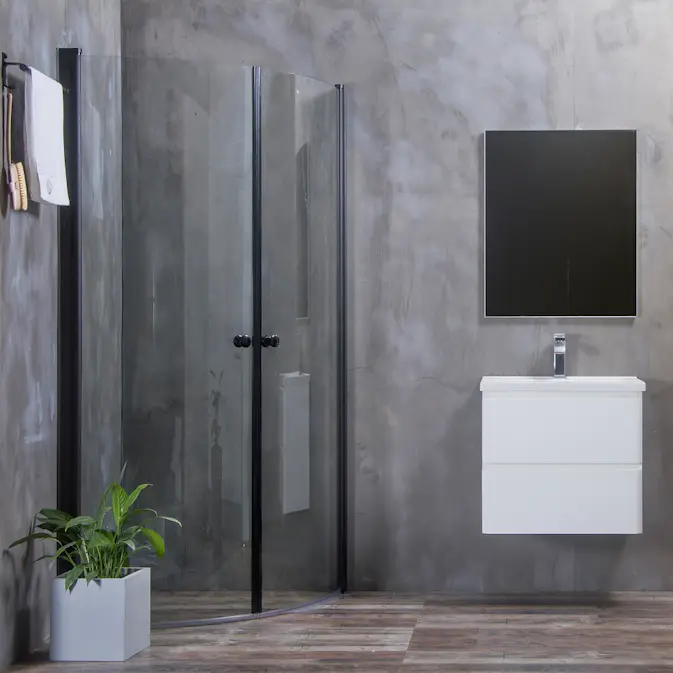 Dusjhjørne Bathlife Allsidig Rund Dør 45° Sort