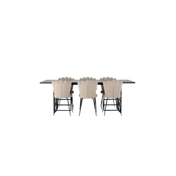 Spisegruppe Venture Home Ystad med 6 stk Limhamn Light Stoler