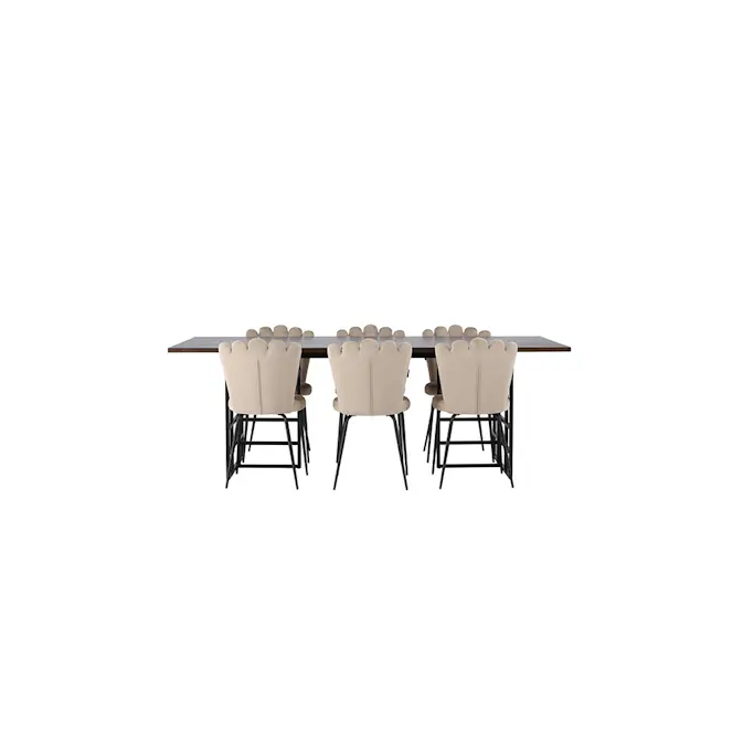 Spisegruppe Venture Home Ystad med 6 stk Limhamn Light Stoler