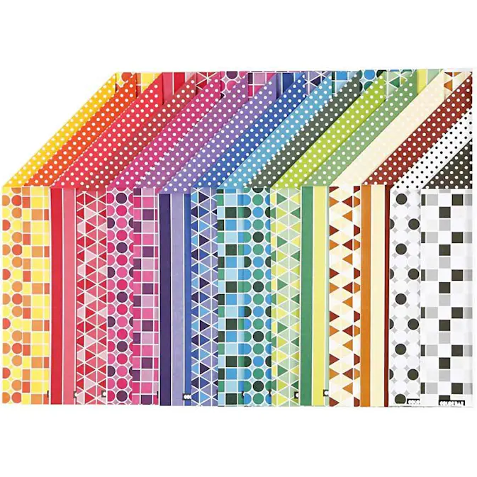 Color Bar Rivepapir kartong Creativ Company A4 210x297 mm 16 AssArk/1 Pk Mønstrede