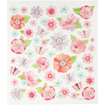 Klistremerker Creativ Company Vårblomster Glitter 15X16,5 cm