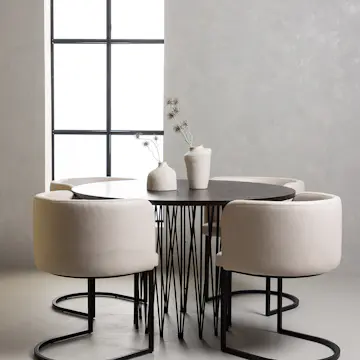 Spisegruppe furniture/fashion Stone Ø120 cm med 4 Simrishamn Stoler
