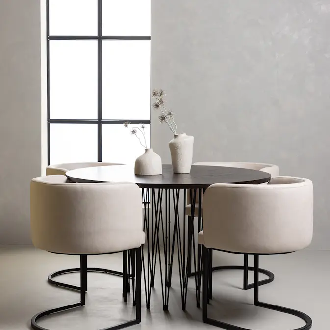 Spisegruppe furniture/fashion Stone Ø120 cm med 4 Simrishamn Stoler