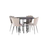 Spisegruppe Venture Home Copenhagen Ø 115 cm med 4 Limhamn Light Stoler Fløyel