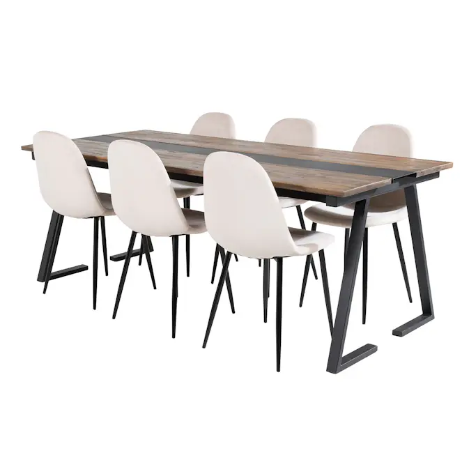 Spisegruppe Venture Home Jane med 6 Pobbie Stoler Fløyel