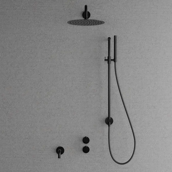 Takduschset Scandtap Steel Harmonized 6X med Badkarsblandare för Inbyggnad