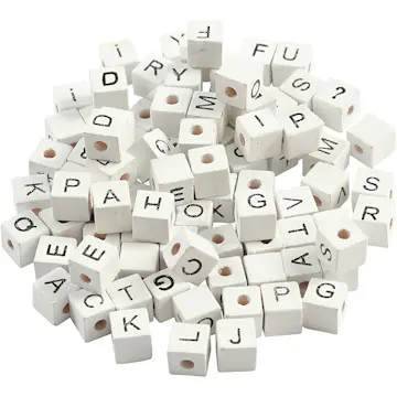 Bokstavperler Creativ Company hvit 8x8 mm Hullstr 3 mm 1 Pk