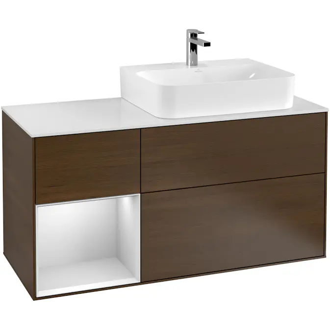 Tvättställsskåp Villeroy & Boch Finion med 3 Lådor Hylla och Bänkskiva för Ocentrerat Tvättställ