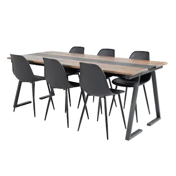 Spisegruppe Venture Home Jane med 6 Pop Stoler