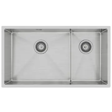 Diskho Lavabo Kubus 780 Soft Slim Rostfri Dubbel med Korgventil & Vattenlås