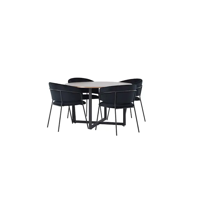 Spisegruppe Venture Home Durango Ø120 cm med 4 stk Selma Stoler