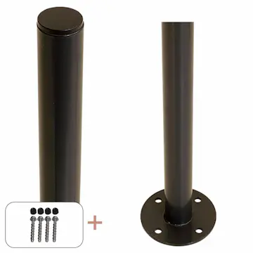 Stålstolpe PLUS Rund med Fot og Stolpedeksel/Bolter Ø42,4 mm