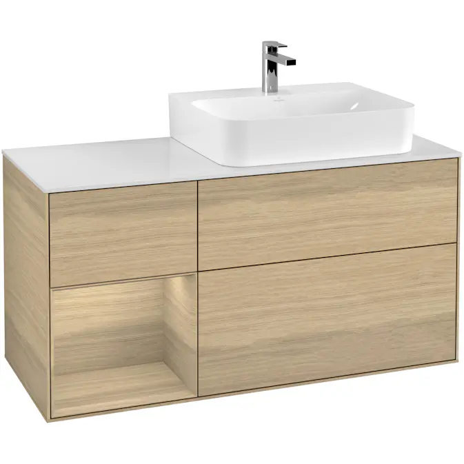 Tvättställsskåp Villeroy & Boch Finion med 3 Lådor Hylla och Bänkskiva för Ocentrerat Tvättställ