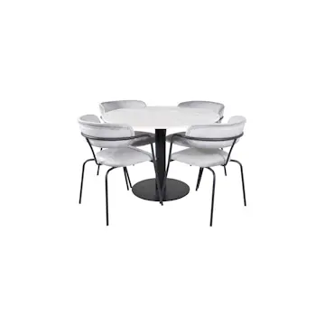 Spisegruppe Venture Home Estelle med 4 Aris Stoler Fløyel