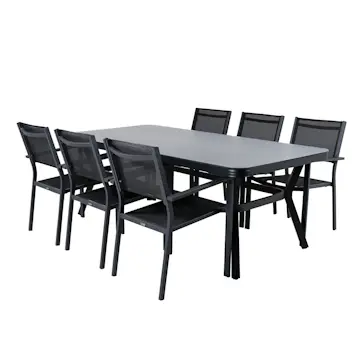 Spisegruppe Venture Home Vyn med 6 Curz Stablebare Spisestoler