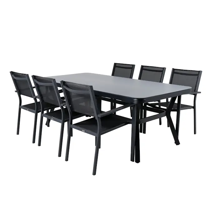 Spisegruppe Venture Home Vyn med 6 Curz Stablebare Spisestoler