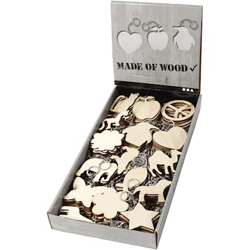 Nøkkelring Creativ Company med Treskilt Str 7x7 cm 128 Stk/1 Pk