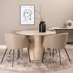 Spisegruppe Venture Home Bianca Rund med 4 Bergen Stoler Polyester