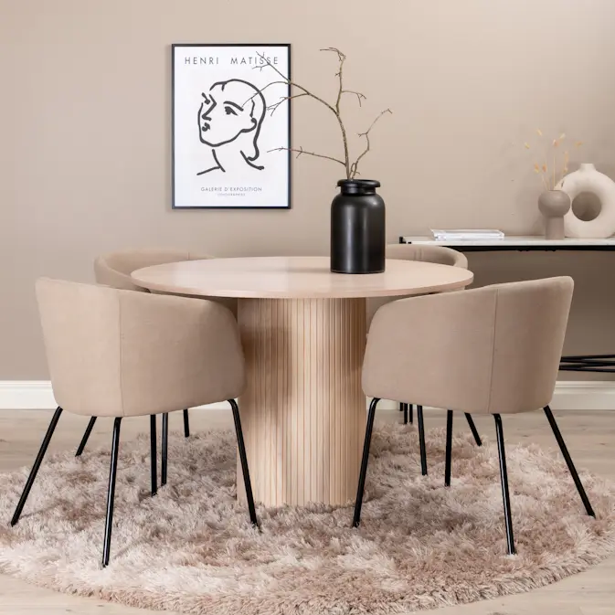 Spisegruppe Venture Home Bianca Rund med 4 Bergen Stoler Polyester
