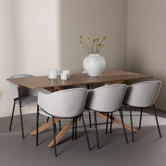 Spisegruppe Venture Home Piazza 180 med 6 stk Evelina Stoler
