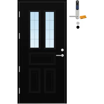 Ytterdør Bygg1 Fjord 04 Slipt Glass med Yale Doorman Classic Home