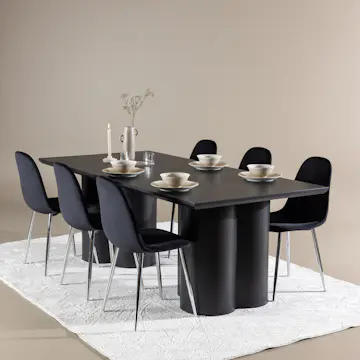 Spisegruppe Venture Home Olivia 210 med 6 stk Polar Stoler Fløyel