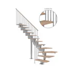 Hovedtrapp Dolle Dubai Eik Hvitoljet 1/4-Sving Classic IIII