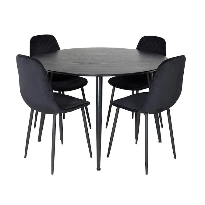 Spisegruppe Venture Home Dipp Ø115 cm med 4 Polar Stoler