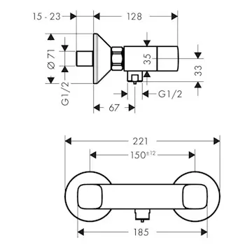 Dusjbatteri Hansgrohe Logis 2-greps 150 cc