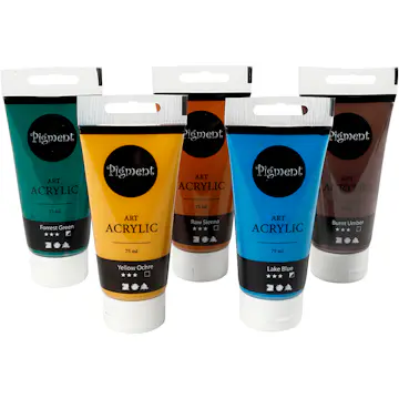Akrylmaling Creativ Company Pigment Ass Farger Naturfarger 5 stk 75 ml/1 Pk