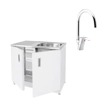 Pakke Vaskebenk Vilan Stainless VTB 10 og Damixa Space Blander