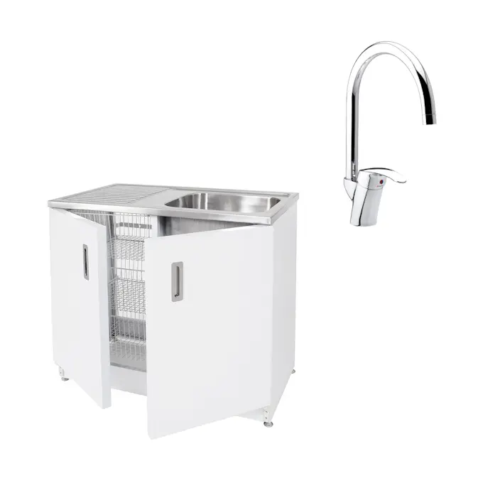 Pakke Vaskebenk Vilan Stainless VTB 10 og Damixa Space Blander