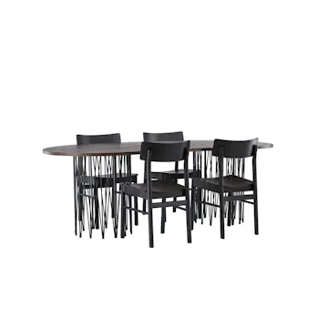 Spisegruppe Venture Home Stone oval med 4st Montros Spisestoler